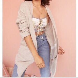 DONNI. Rib Sweater Coat | Open Front Cardigan Grande Taille